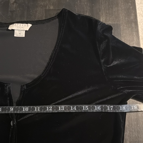 Vintage Express Tricot Black 90s Velvet Cardigan Size Medium - Picture 7 of 8